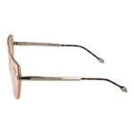 Philipp Plein Pink Women Glasses Frame side view showcasing metal and plastic full-rim design with spring hinge.