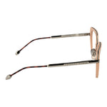 Philipp Plein Pink Women Glasses Frame with rose metal and plastic full-rim, rectangular style, branded case included.