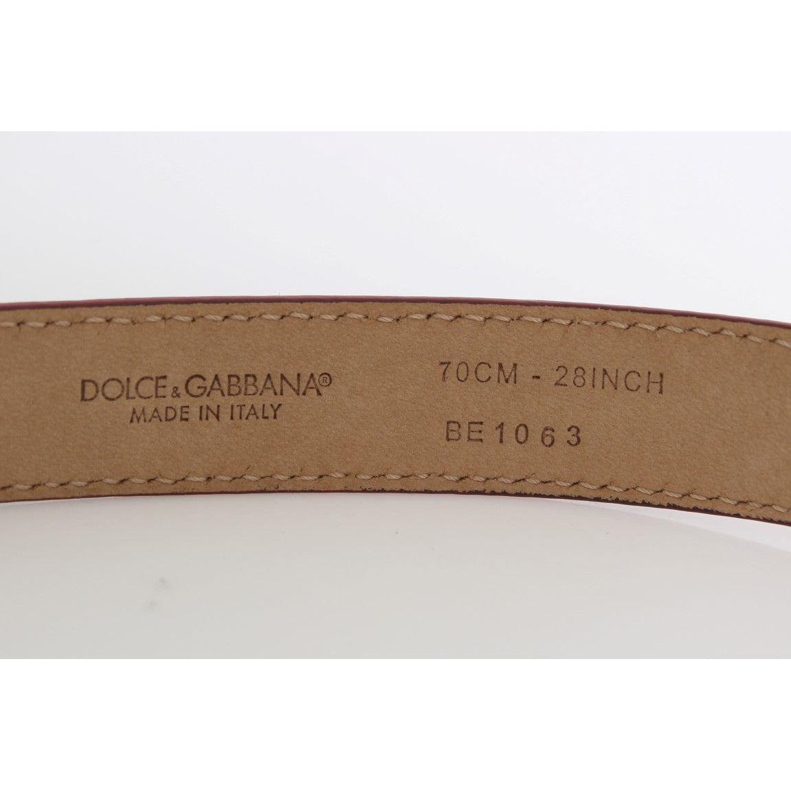 Dolce & Gabbana Pink Polka Snakeskin Silver Buckle Belt