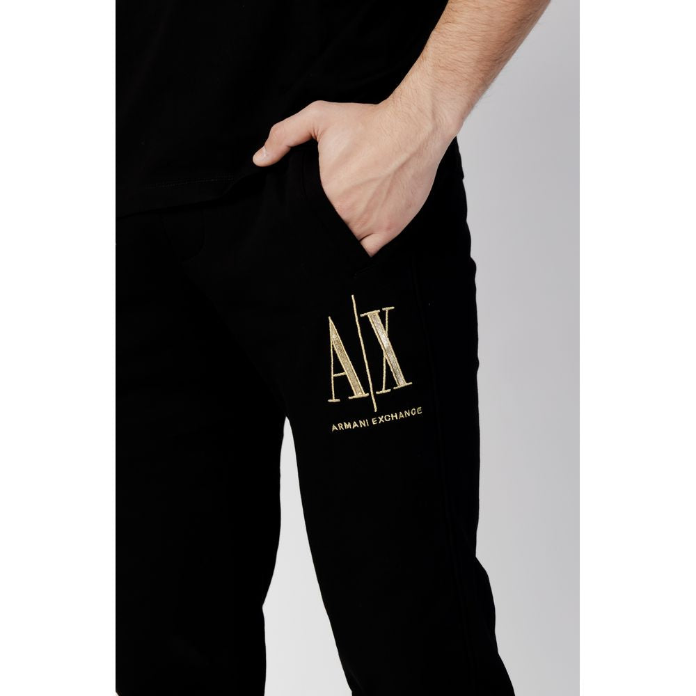 Armani Exchange Black Cotton Joggers (Workout Pants)