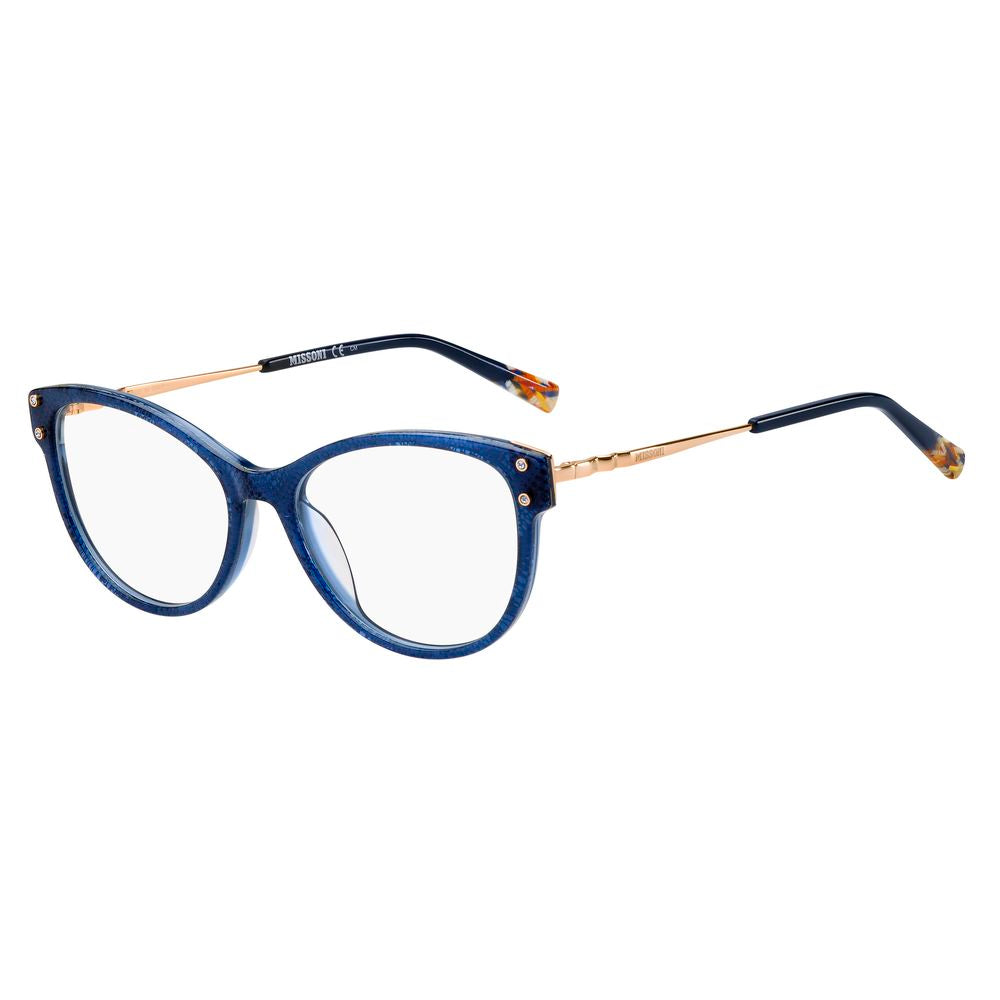 Missoni Blue Acetate Frames with 54/17/145mm measurements, stylish eyewear for women.