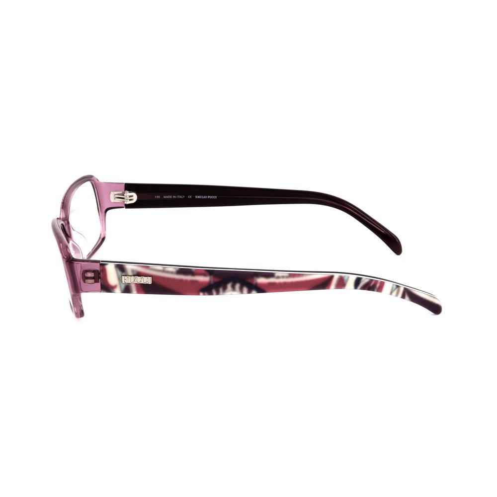 Emilio Pucci Purple Plastic Frames side view with 51/14/135 mm dimensions, designed for women, lens dimensions emphasized.