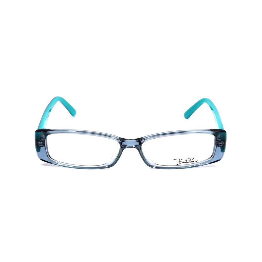 Emilio Pucci Blue Plastic Frames with lens size 53mm, bridge size 14mm, and temple size 135mm for women.