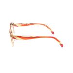 Side view of Emilio Pucci Red Plastic Frames for women, model EP2686692, showcasing stylish red and gold design with dimensions 51/16/135mm.