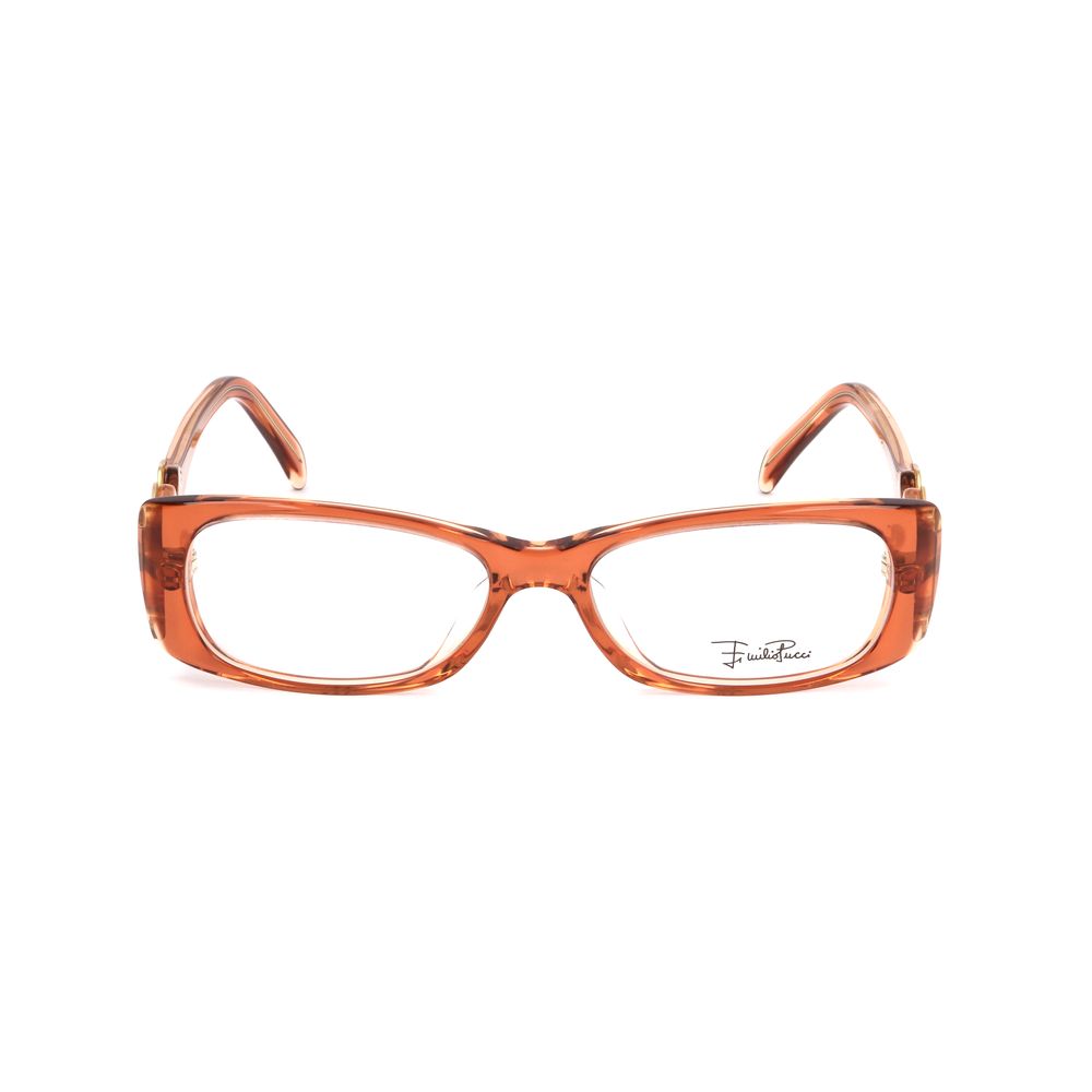 Front view of Emilio Pucci Orange Plastic Frames, elegant design with 52/16/135 mm measurements, perfect for stylish women.