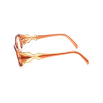 Side view of Emilio Pucci Orange Plastic Frames with unique design and gold accents, showcasing stylish eyewear elegance.