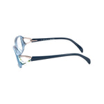 Side view of Emilio Pucci Blue Plastic Frames showing lens, bridge, and temple dimensions of 53/15/120 mm.