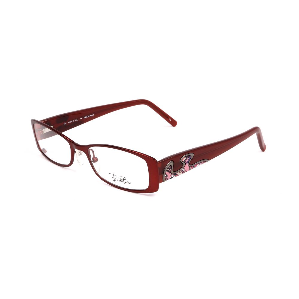Emilio Pucci Red Metal Frames with decorative temple design for women, model EP213161250, size 50-17-135 mm.