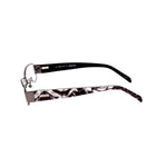 Side view of Emilio Pucci Gray Metal Frames with ruthenium finish and decorative temple, size 50-17-135 mm.