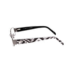Side view of Emilio Pucci Gray Metal Frames with ruthenium gray color and stylish pattern on temples suitable for women.