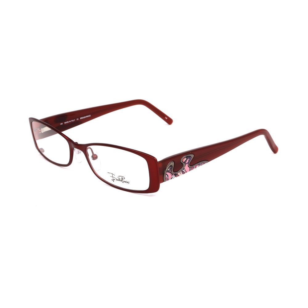 Emilio Pucci Red Metal Frames, women's glasses in ruby color, metal material, 52/17/135 mm dimensions.