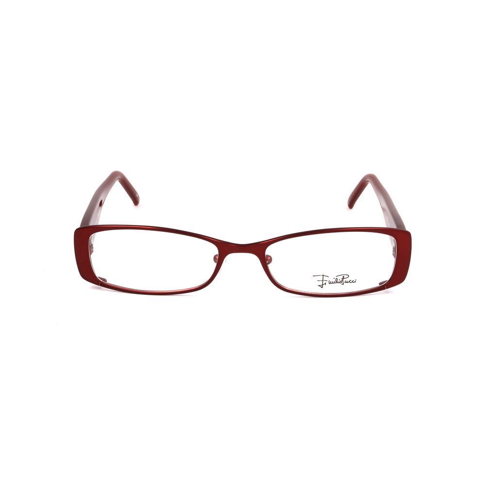 Emilio Pucci Red Metal Frames, women’s eyewear with ruby color and metal material, measures 52/17/135mm, model EP213161252.