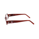 Side view of Emilio Pucci Red Metal Frames, ruby color with 52/17/135mm dimensions, showcasing the stylish metal and detailed temple design.