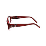 Emilio Pucci Red Plastic Frames side view, ruby color with decorative details, dimensions 50/15/135mm, women's eyewear fashion.