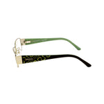 Emilio Pucci Multicolor Metal Frames, side view showcasing unique multicolored pattern with green and black accents.