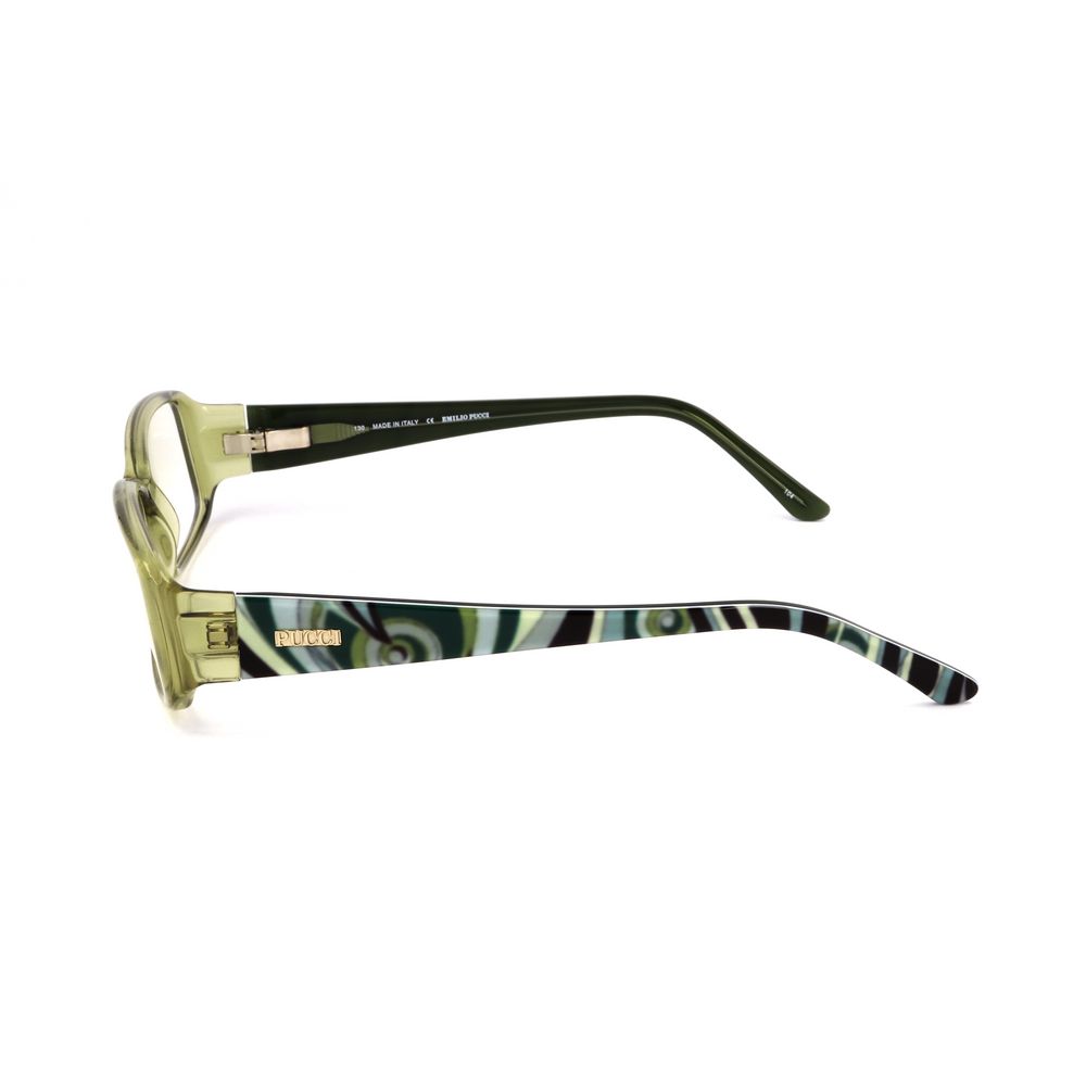 Side view of Emilio Pucci Multicolor Plastic Frames featuring stylish multicolored design and pattern on arms.
