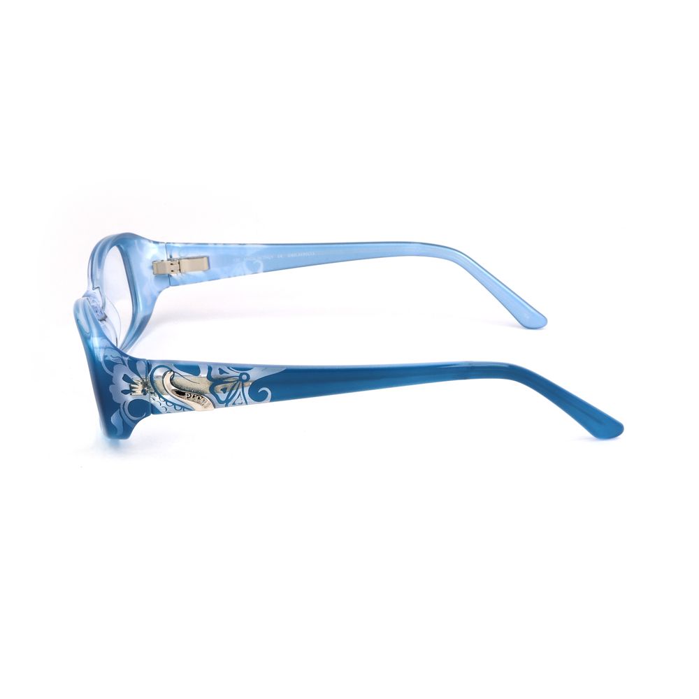 Emilio Pucci Blue Plastic Frames with detailed temple design, side view, gradient blue color, 51/17/130mm measurements for women.