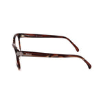 Side view of Emilio Pucci Red Plastic Frames with pearl red stripes, showing the temple detail and 'Pucci' branding.