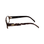 Side view of hazelnut Emilio Pucci Bicolor Plastic Frames showing lens, bridge, temple measurements 51/14/135mm for women.
