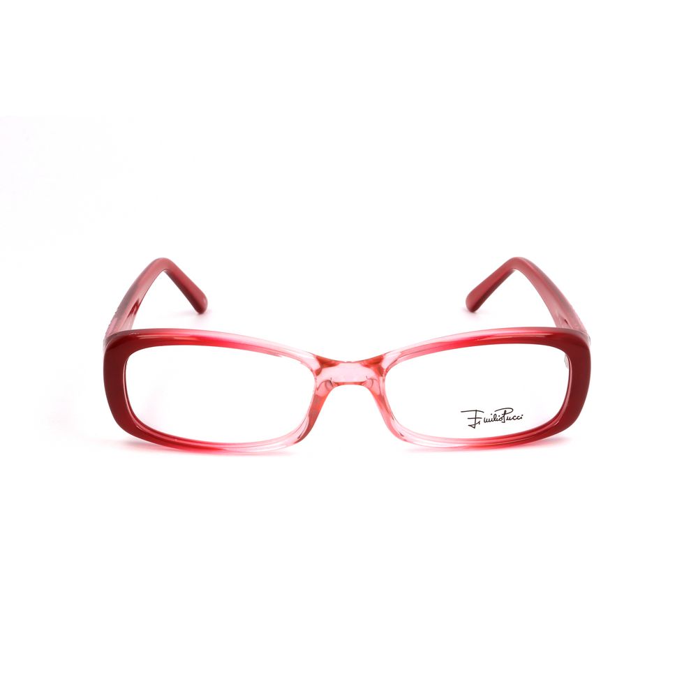 Emilio Pucci Red Plastic Frames for women with gradient red color, size 51/17/130mm, featuring stylish rectangular lenses.
