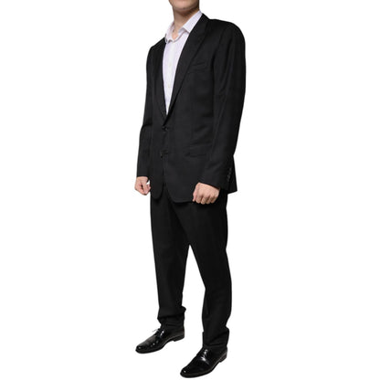 Dolce & Gabbana Black Wool Single Breasted Formal Suit