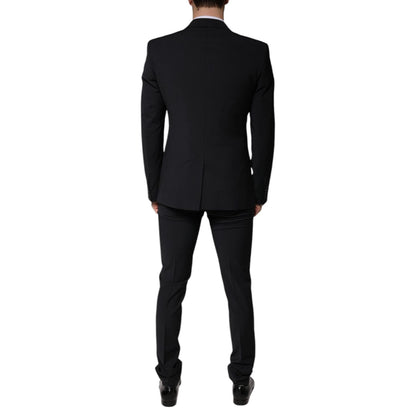 Dolce & Gabbana Black Wool 3 Piece Slim Fit Formal Men Suit