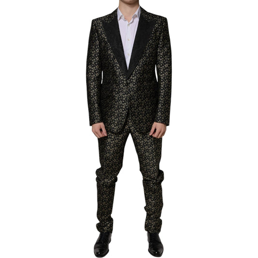 Dolce & Gabbana Black Stars Jacquard SICILIA 2 Piece Suit KOS2263-44