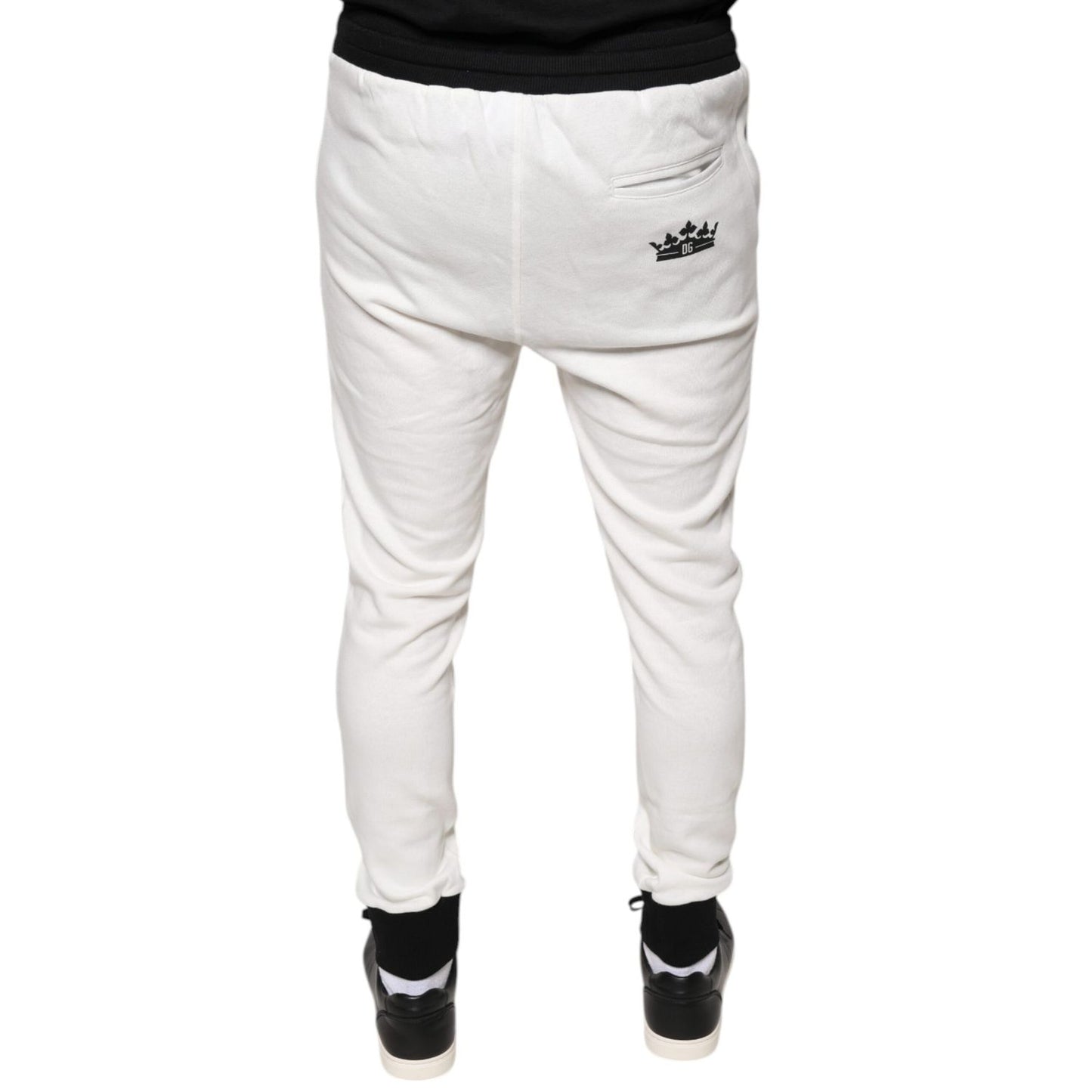 Dolce & Gabbana White Cotton Slim Men Jogger Sweatpants Pants