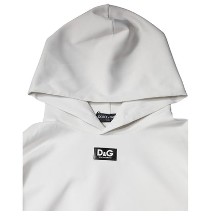 Dolce & Gabbana White D&G Logo Hooded Men Sweatshirt Sweater
