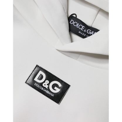 Dolce & Gabbana White D&G Logo Hooded Men Sweatshirt Sweater