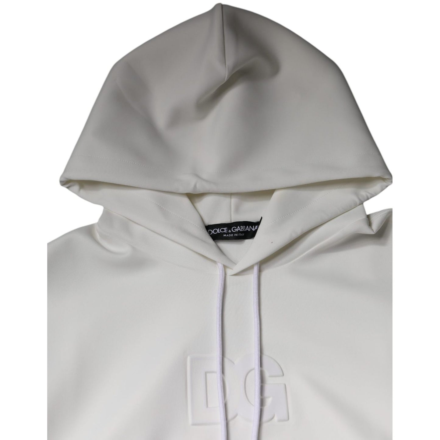 Dolce & Gabbana White DG Logo Hooded Men Sweatshirt Sweater