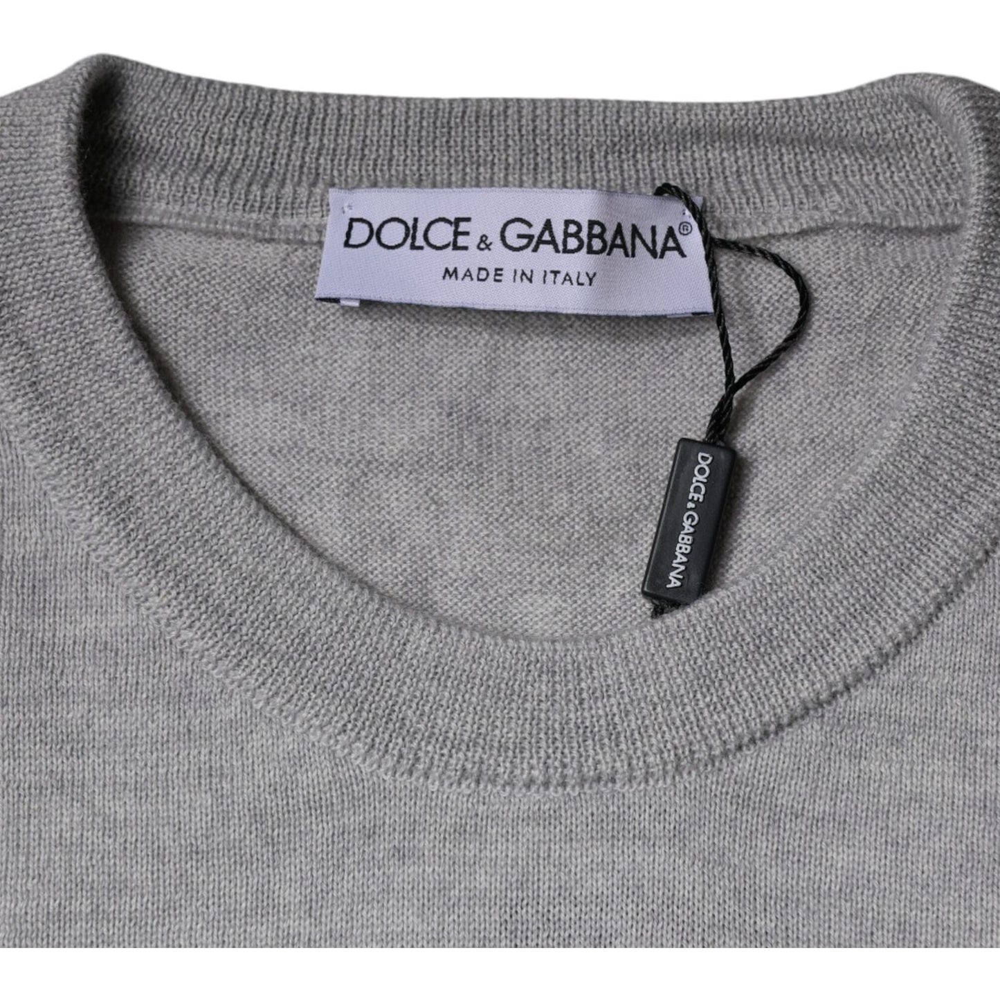 Dolce & Gabbana Light Gray Wool Crew Neck Pullover Sweater