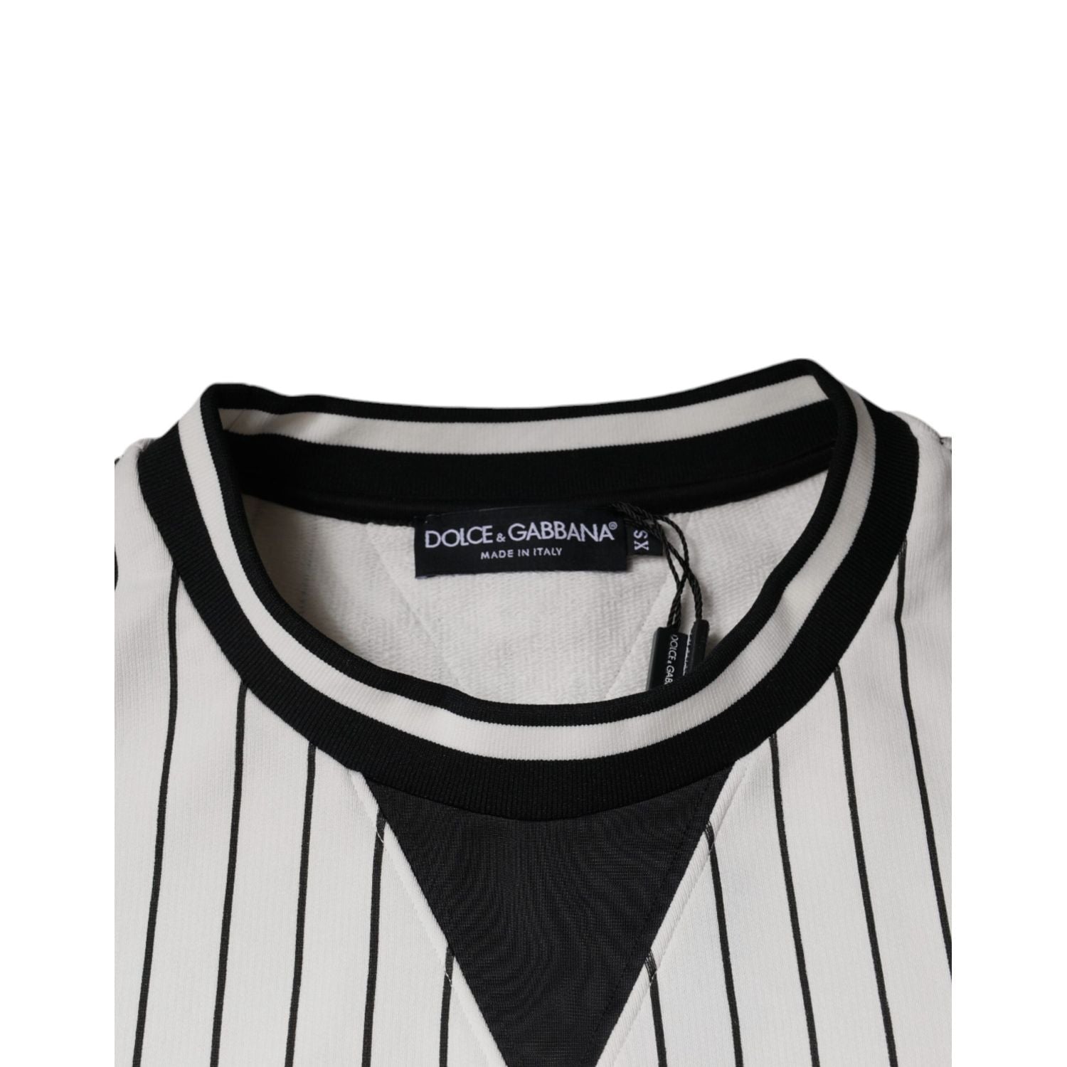 Dolce & Gabbana Black White Stripes Logo Sweatshirt Sweater