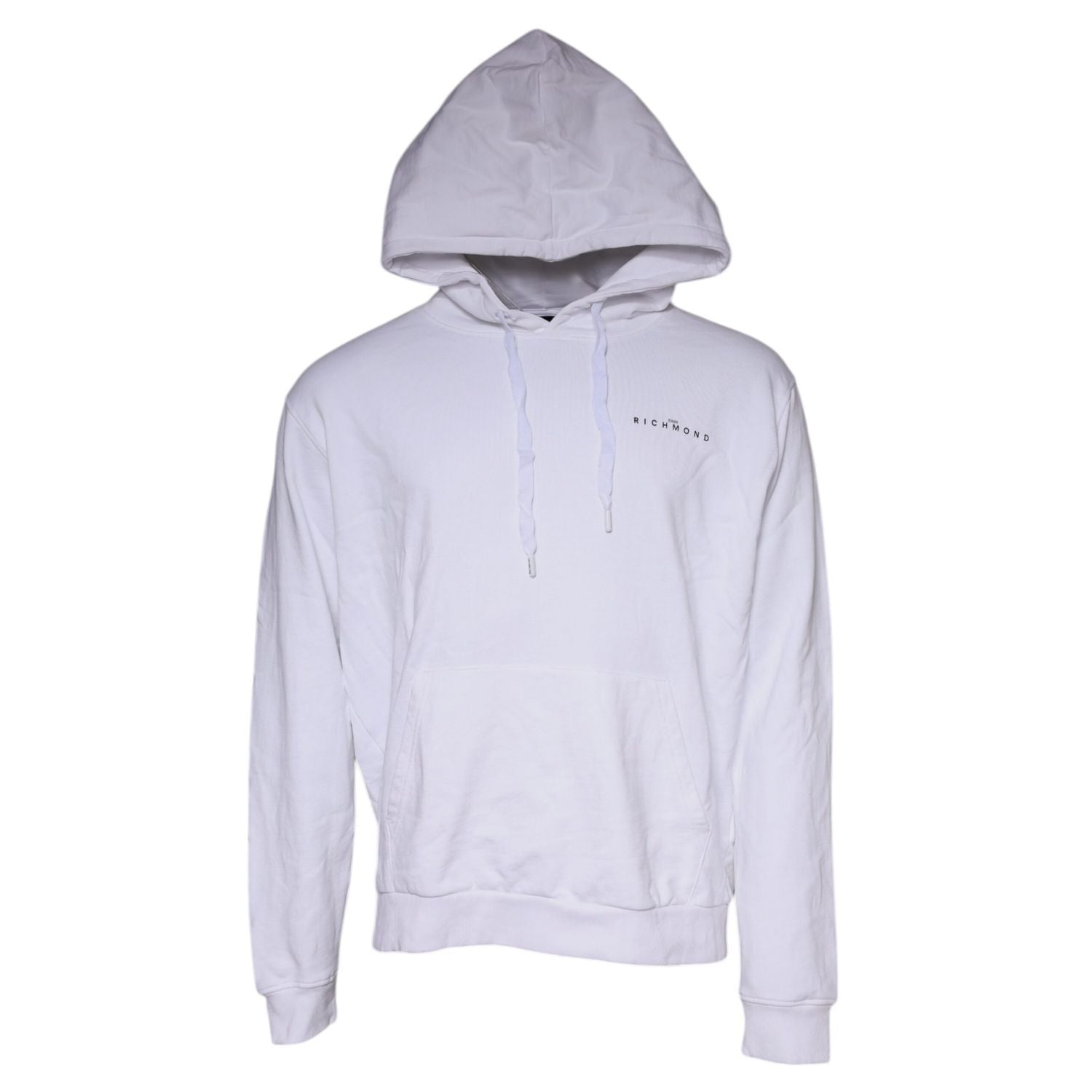 John Richmond White Logo Cotton Hooded Sweatshirt Sweater