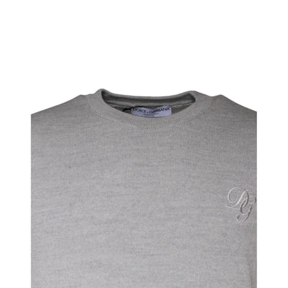 Dolce & Gabbana Light Gray Wool Crew Neck Pullover Sweater