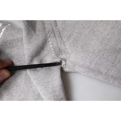 Dolce & Gabbana Light Gray Wool Crew Neck Pullover Sweater