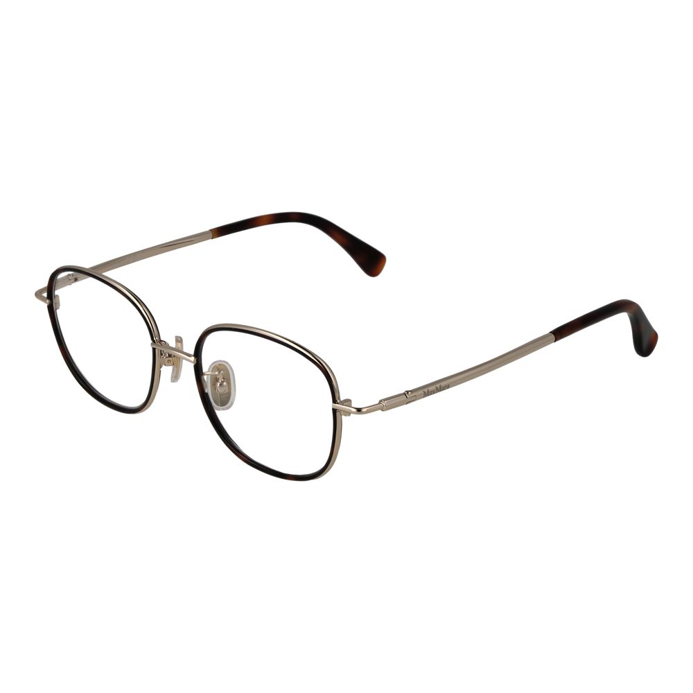 Max Mara Brown Women Glasses Frame with metal full-rim and demo lenses, stylish and elegant eyewear.