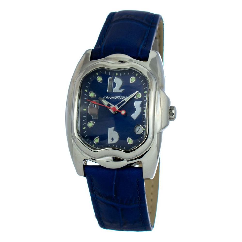 Chronotech Blue Leather Dress Watch