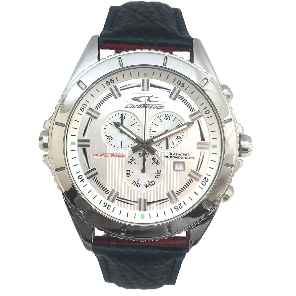 Chronotech Black Leather Dress Watch