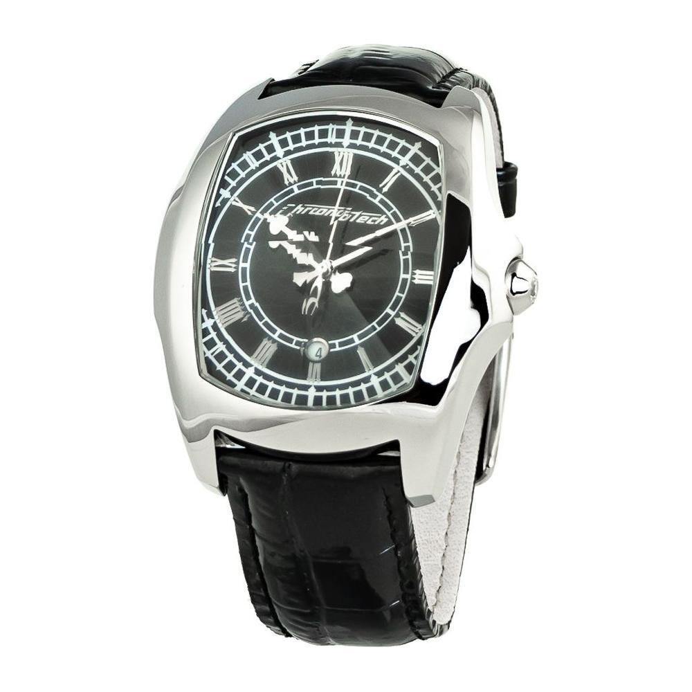 Chronotech Black Leather Dress Watch
