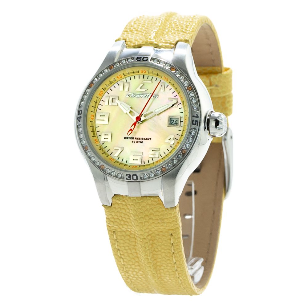 Chronotech Yellow Leather Dress Watch