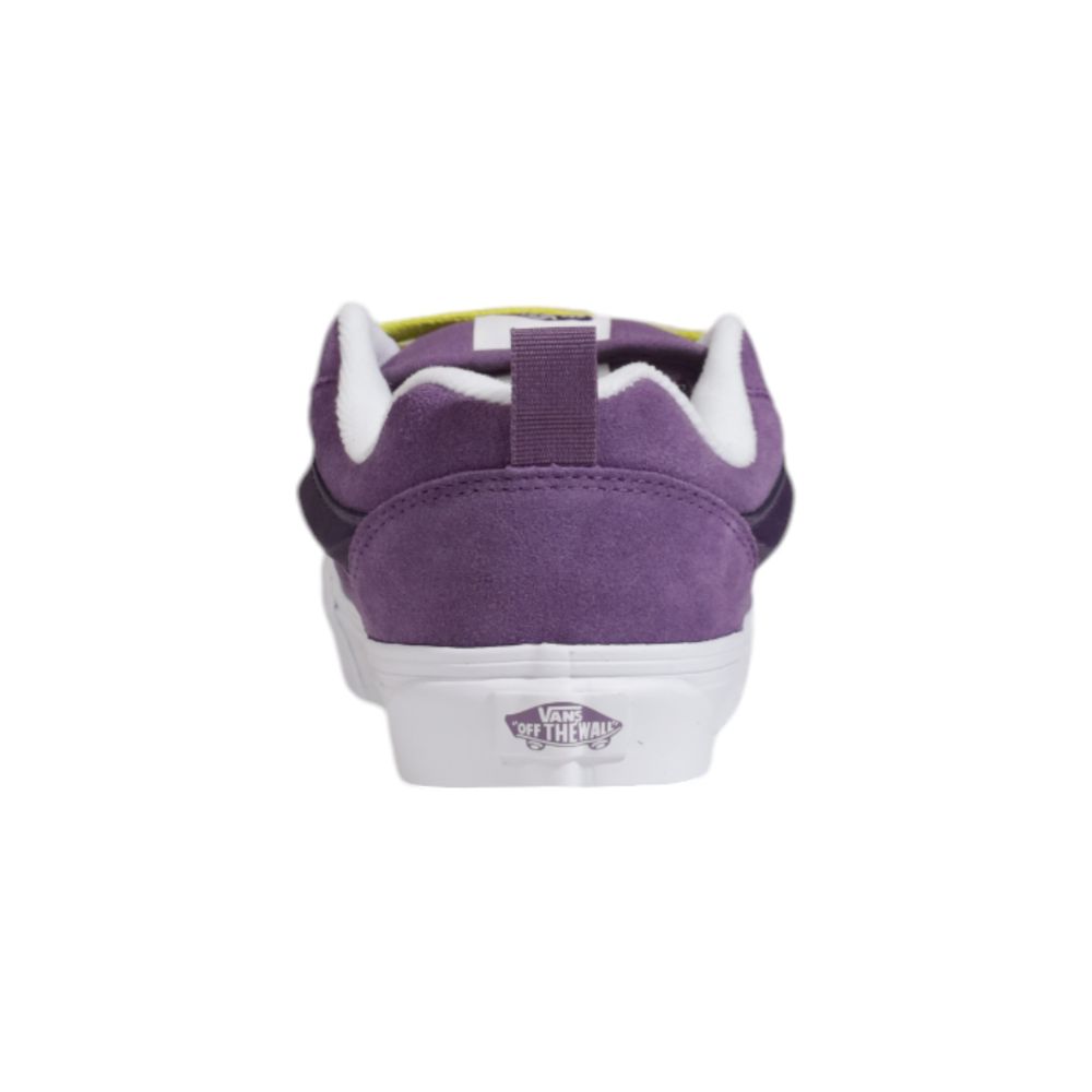 Back view of Vans Purple Suede Leather Sneaker with rubber sole and classic design.