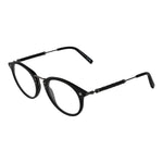 Tod's Black Men Glasses Frame, full-rim round style with black acetate material, demo lenses, 49mm width, 21mm bridge, 135mm frame width.
