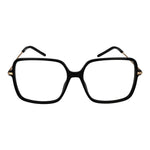 Hugo Boss Black Women Glasses Frame, square acetate full-rim design, demo plastic lenses, elegant black color, includes branded case.