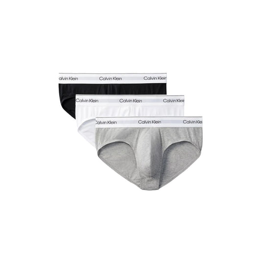 Calvin Klein Underwear Gray Cotton Underwear 3-pack, featuring timeless briefs with iconic logo waistband for men.