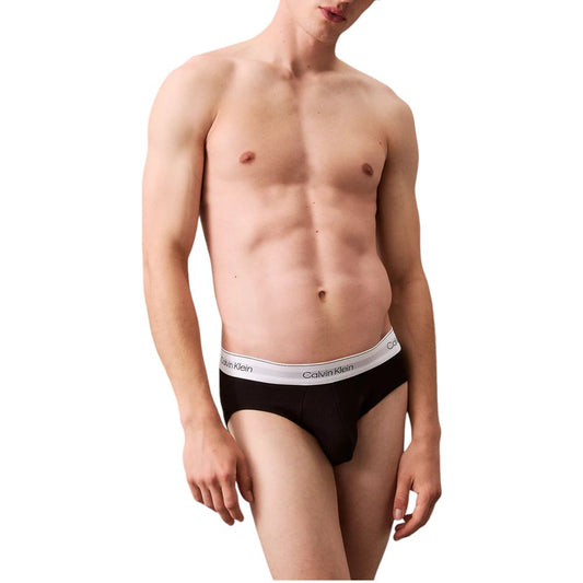 Model wearing Calvin Klein Underwear Gray Cotton Underwear with logo waistband, showcasing a comfortable and stylish fit.