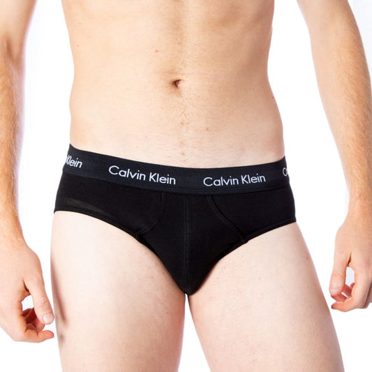 Calvin Klein Underwear Blue Cotton Underwear showcasing a sleek elastic waistband on a model, emphasizing comfort and premium fit.