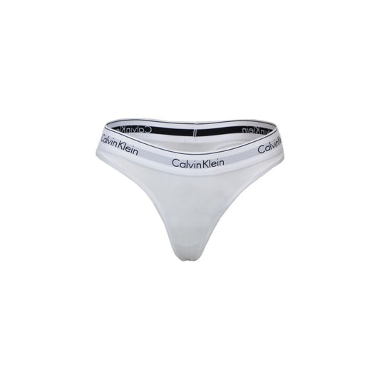 Calvin Klein Underwear White Cotton Panty with logo waistband, made from breathable cotton blend, sleek and minimalist thong style.
