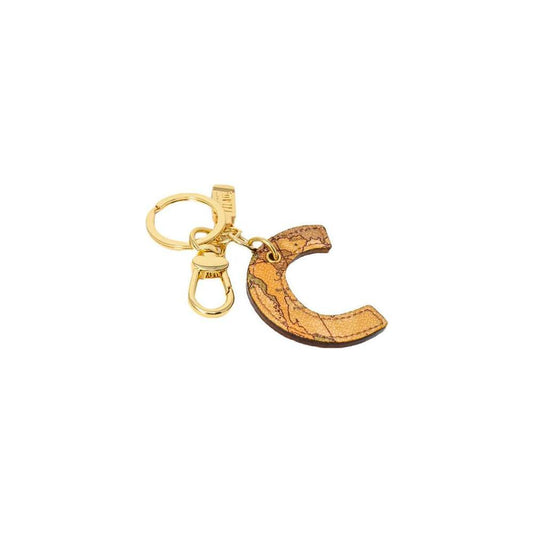 Alviero Martini Prima Classe Beige Leather Keychain
