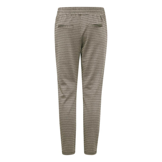 Back view of ICHI Beige Polyester Pant highlighting the straight, tapered cut and elegant design for a refined, versatile look.
